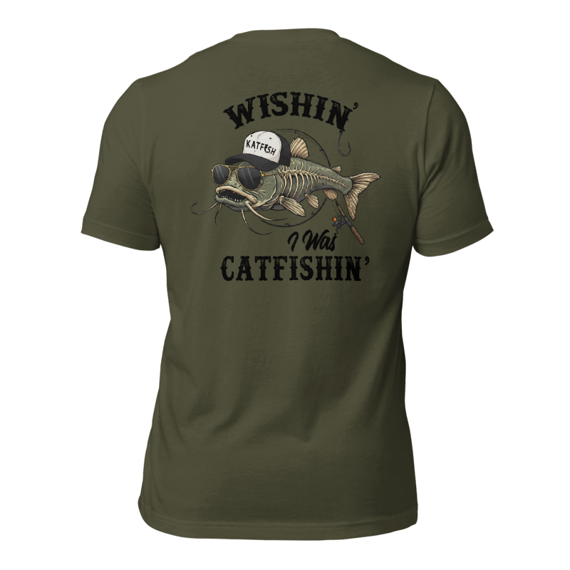 "WISHIN' I WAS CATFISHIN" Tee-Shirts (Black Logo)