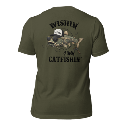 "WISHIN' I WAS CATFISHIN" Tee-Shirts (Black Logo)