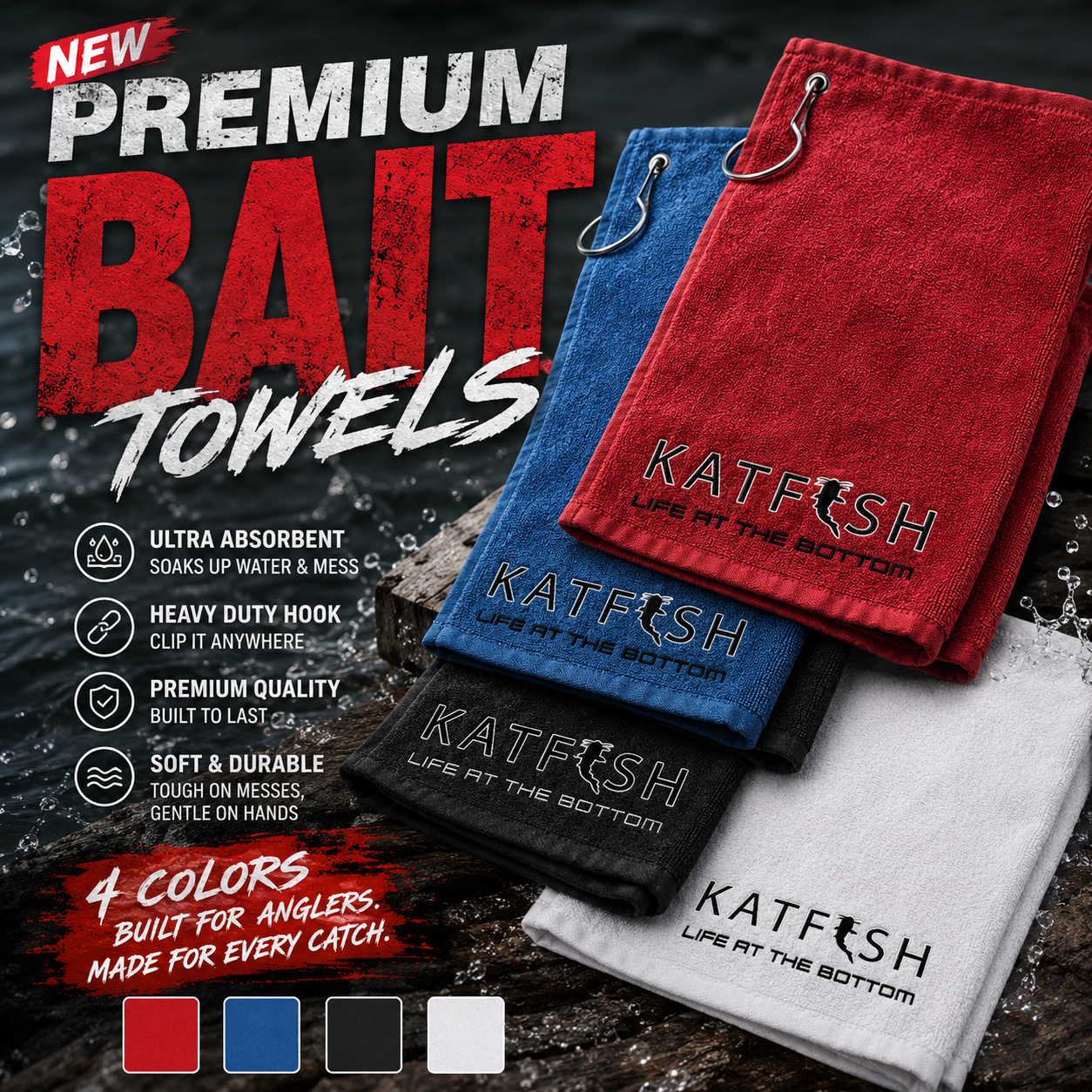 Premium Bait Towels (w/HOOK) (BnW logo)