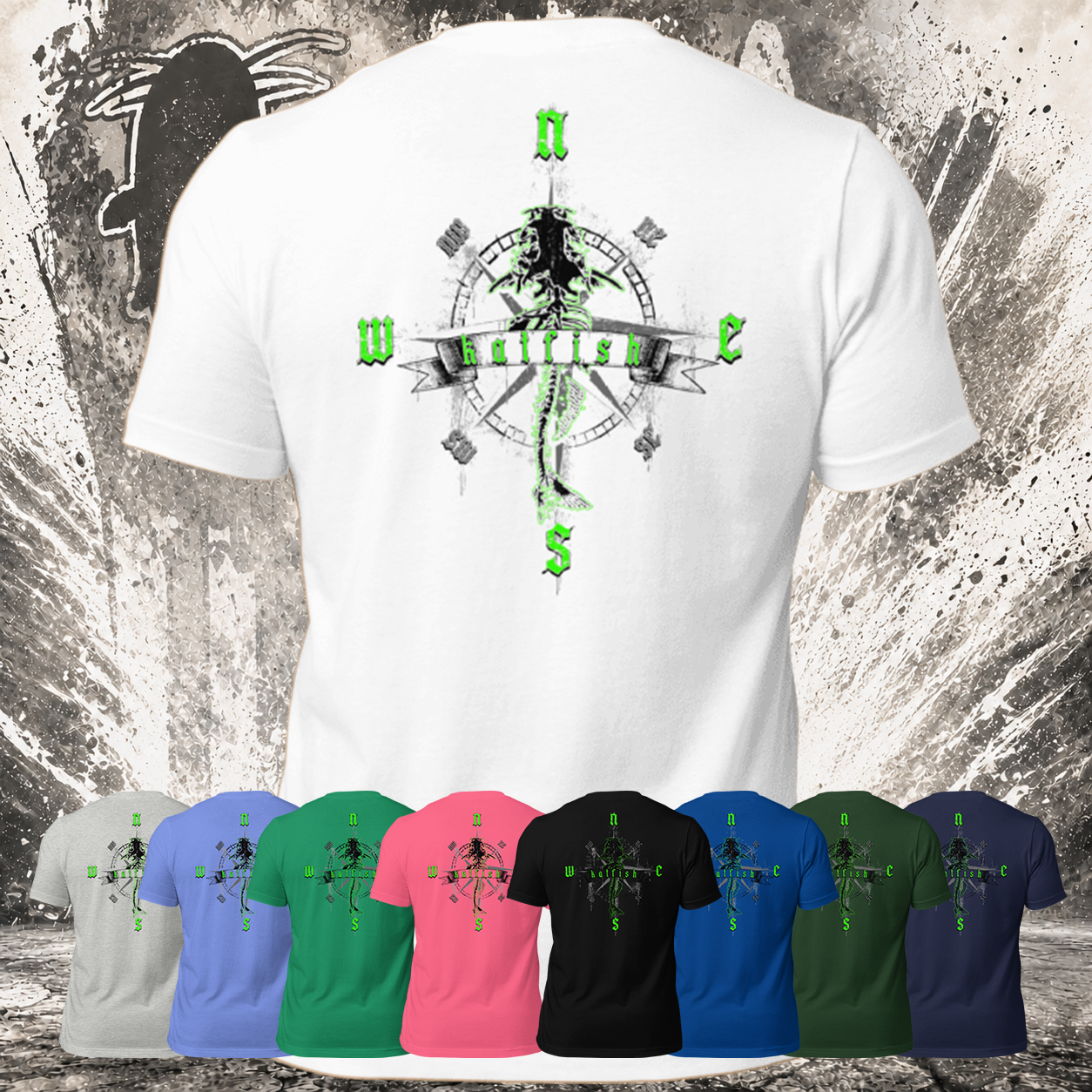 "Skeleton Compass" Tee-Shirts (Neon Green)