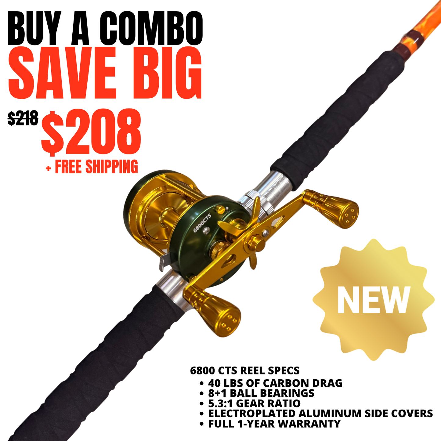 Orange Dragon Fire 2.0 Casting Glow Rod