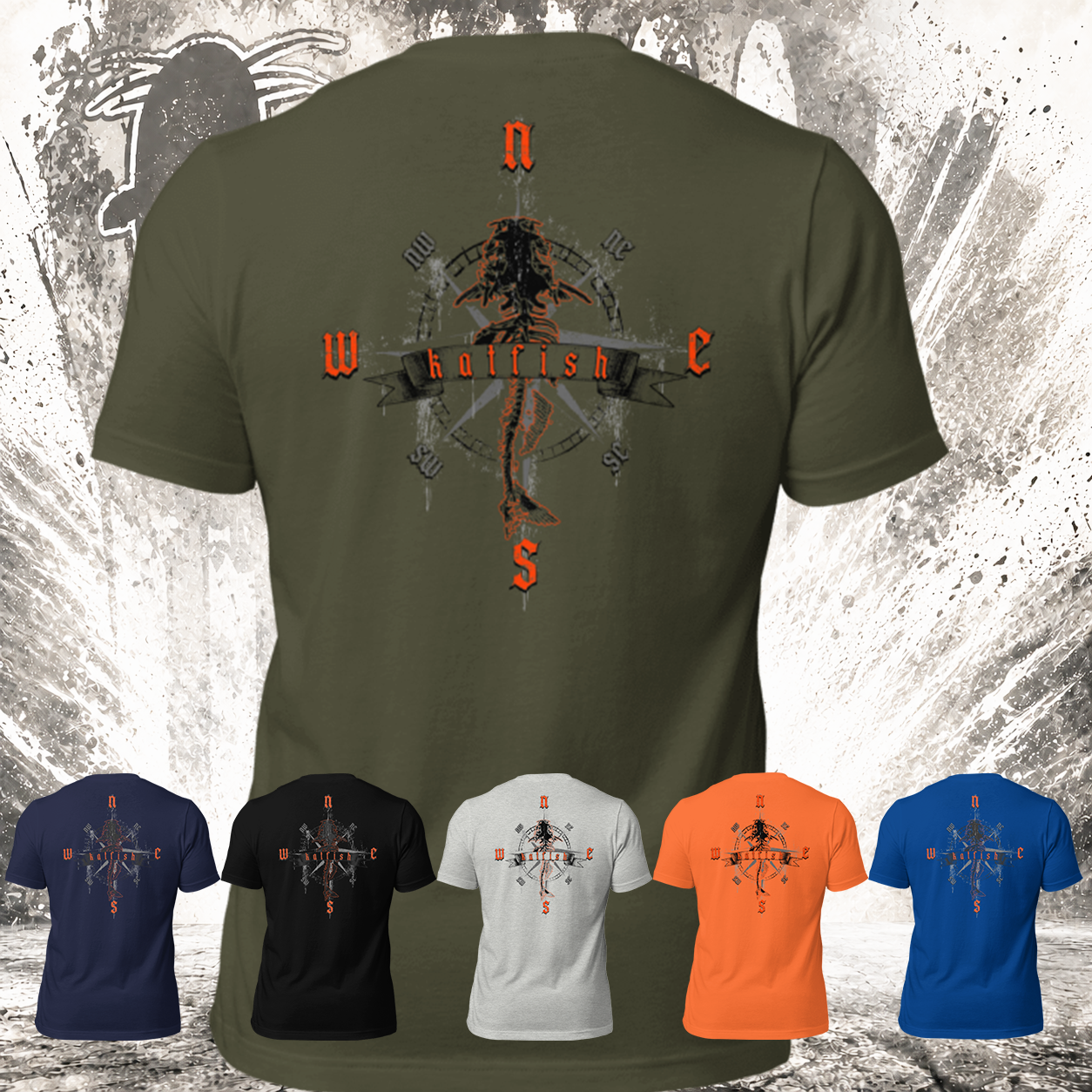 "Skeleton Compass" Tee-Shirts (Neon Orange)